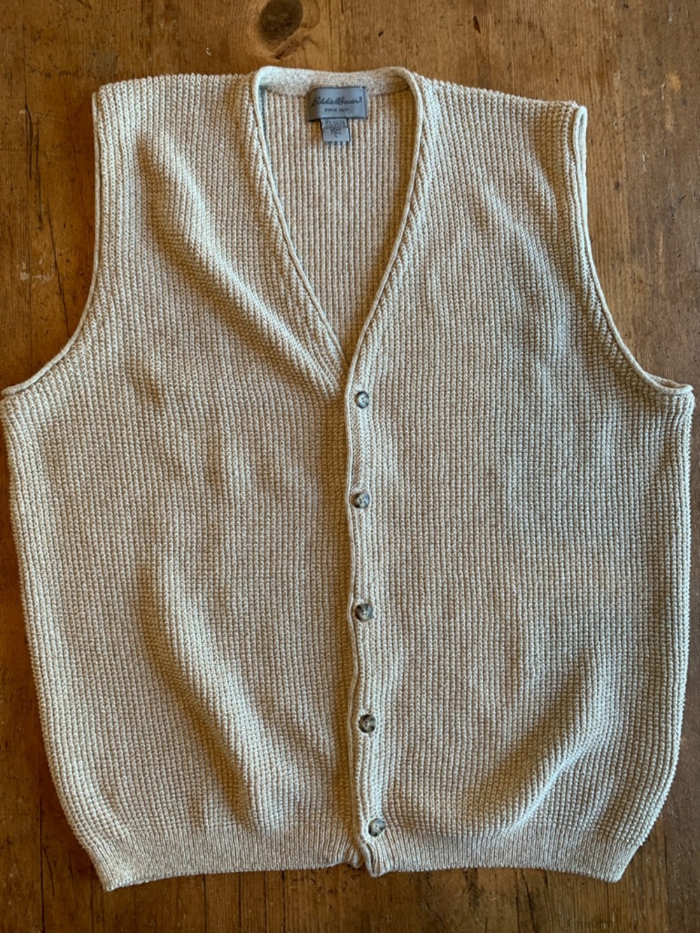 L.L. Bean Cream Knit Button-Front Vest